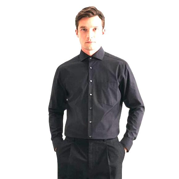 Croft & Barrow Men's Black Broadcloth Slim Fit Button Up Shirt‎ 16.5" Neck 34/35 - Picture 1 of 9